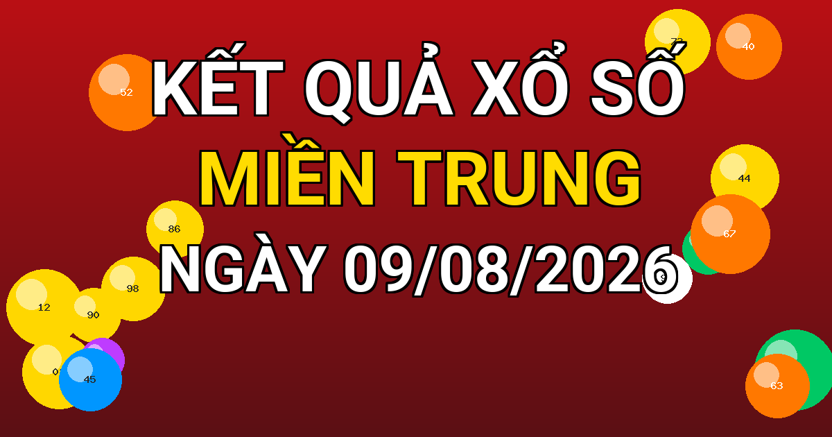 Kết quả xổ số Miền Trung ngày 09/08/2026