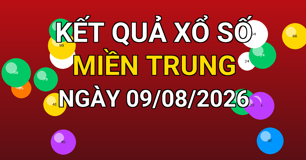 Kết quả xổ số Miền Trung ngày 09/08/2026