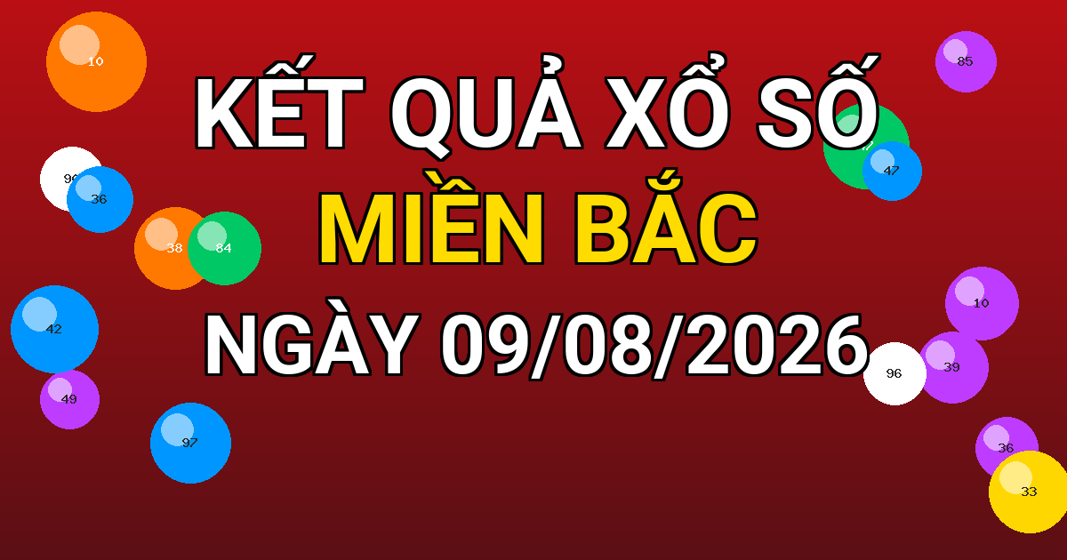 Kết quả xổ số Miền Bắc ngày 09/08/2026