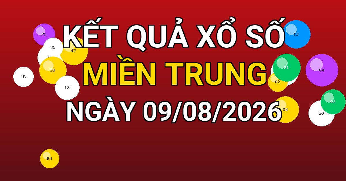 Kết quả xổ số Miền Trung ngày 09/08/2026