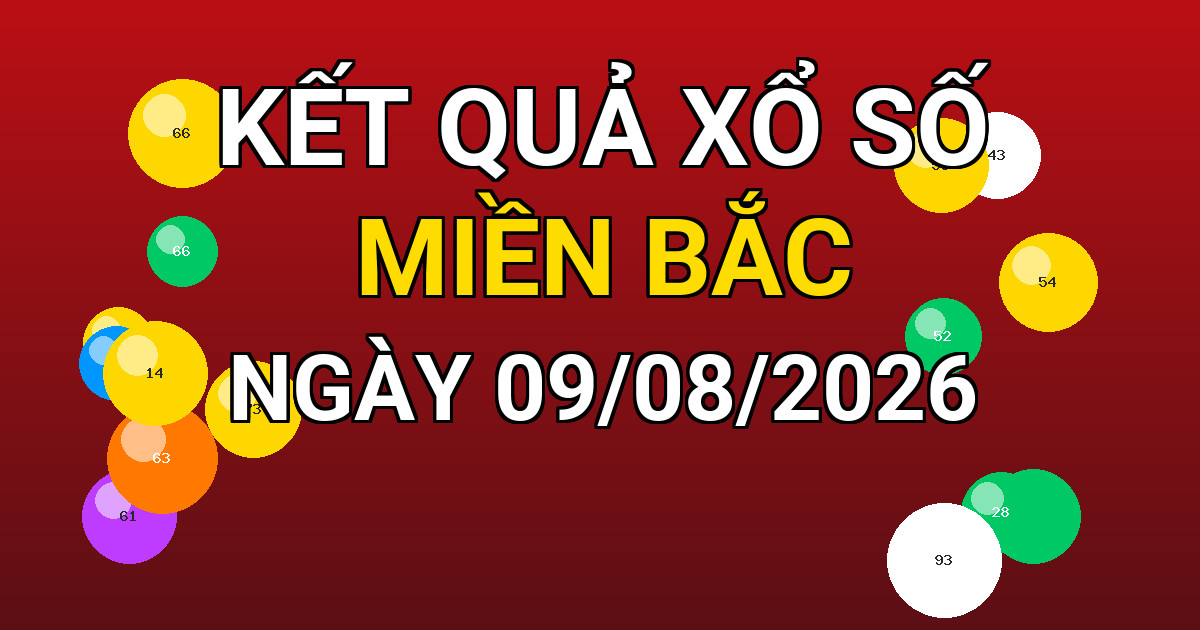 Kết quả xổ số Miền Bắc ngày 09/08/2026