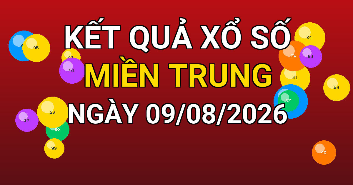 Kết quả xổ số Miền Trung ngày 09/08/2026