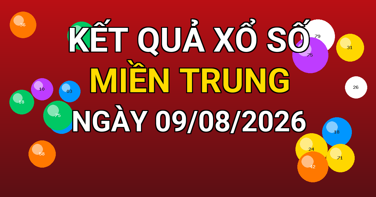 Kết quả xổ số Miền Trung ngày 09/08/2026