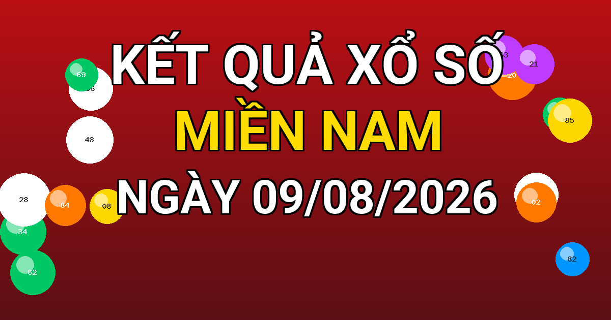 Kết quả xổ số Miền Nam ngày 09/08/2026