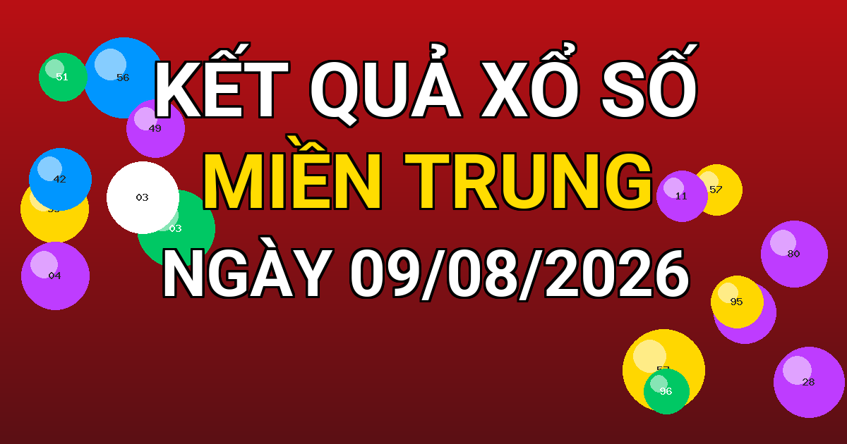 Kết quả xổ số Miền Trung ngày 09/08/2026
