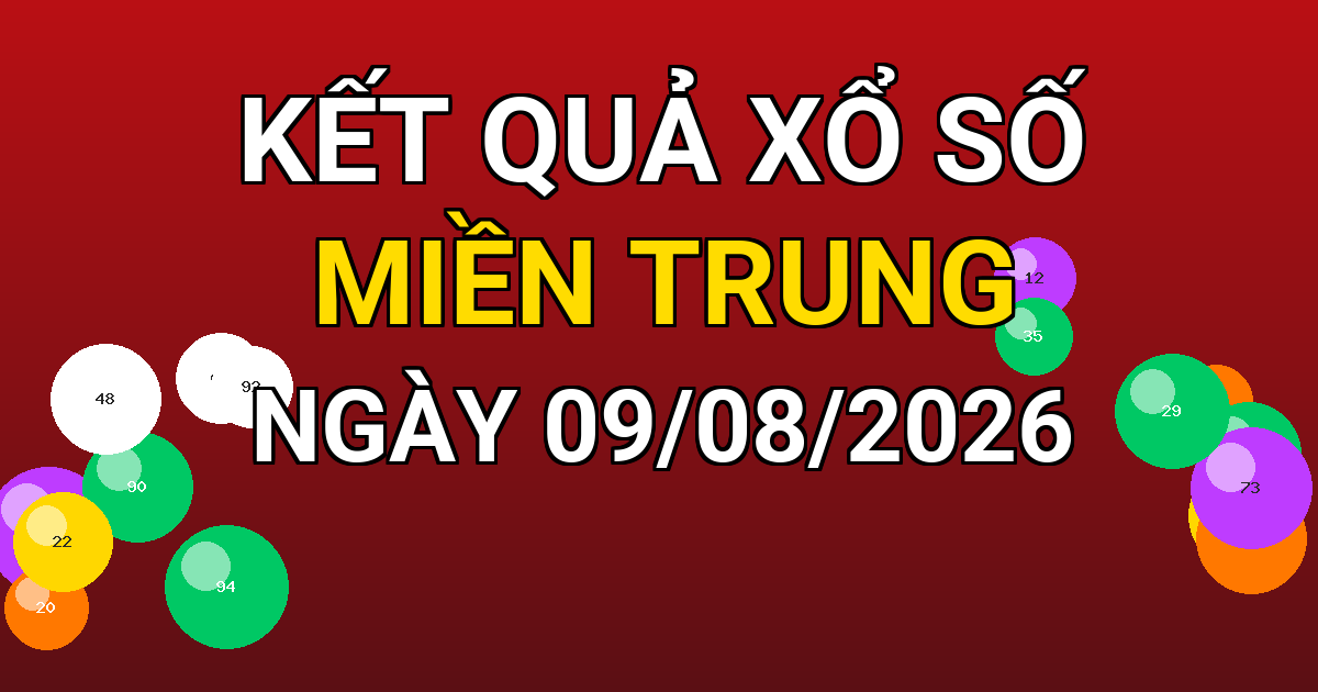 Kết quả xổ số Miền Trung ngày 09/08/2026