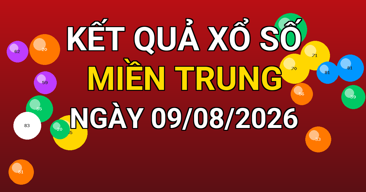 Kết quả xổ số Miền Trung ngày 09/08/2026
