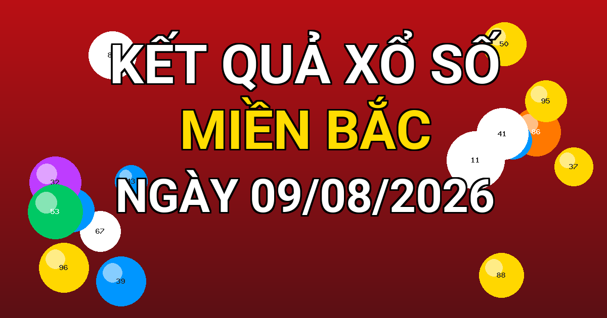 Kết quả xổ số Miền Bắc ngày 09/08/2026