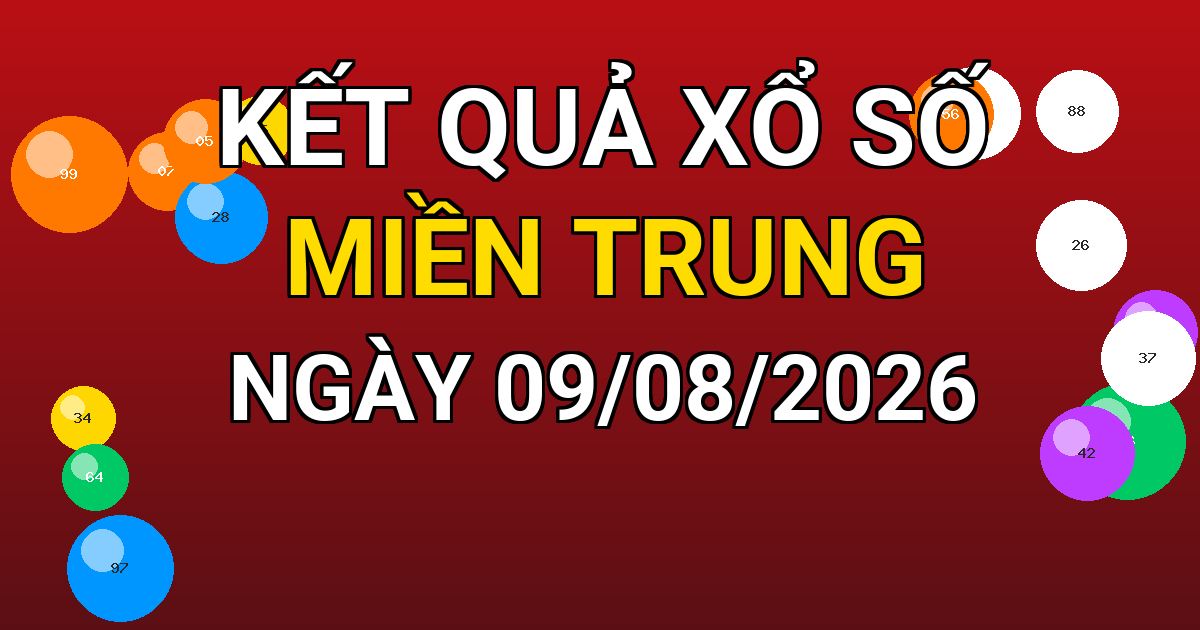 Kết quả xổ số Miền Trung ngày 09/08/2026