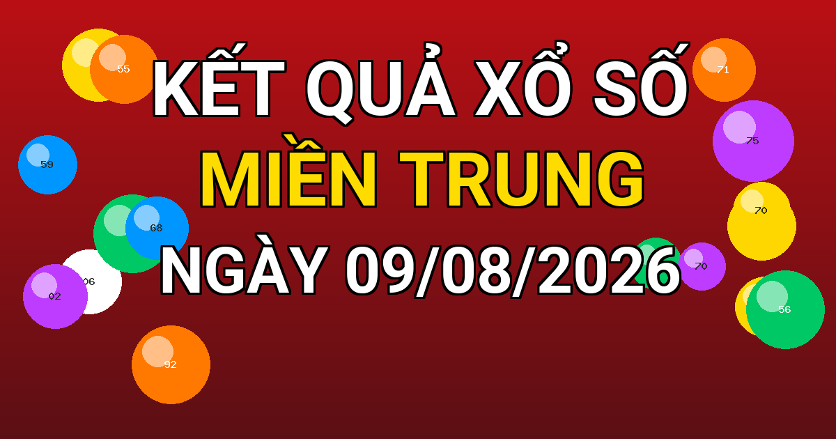 Kết quả xổ số Miền Trung ngày 09/08/2026