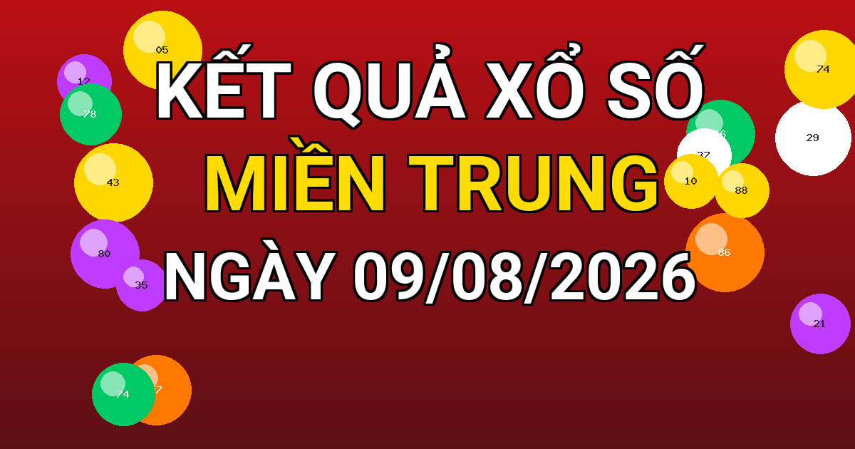 Kết quả xổ số Miền Trung ngày 09/08/2026