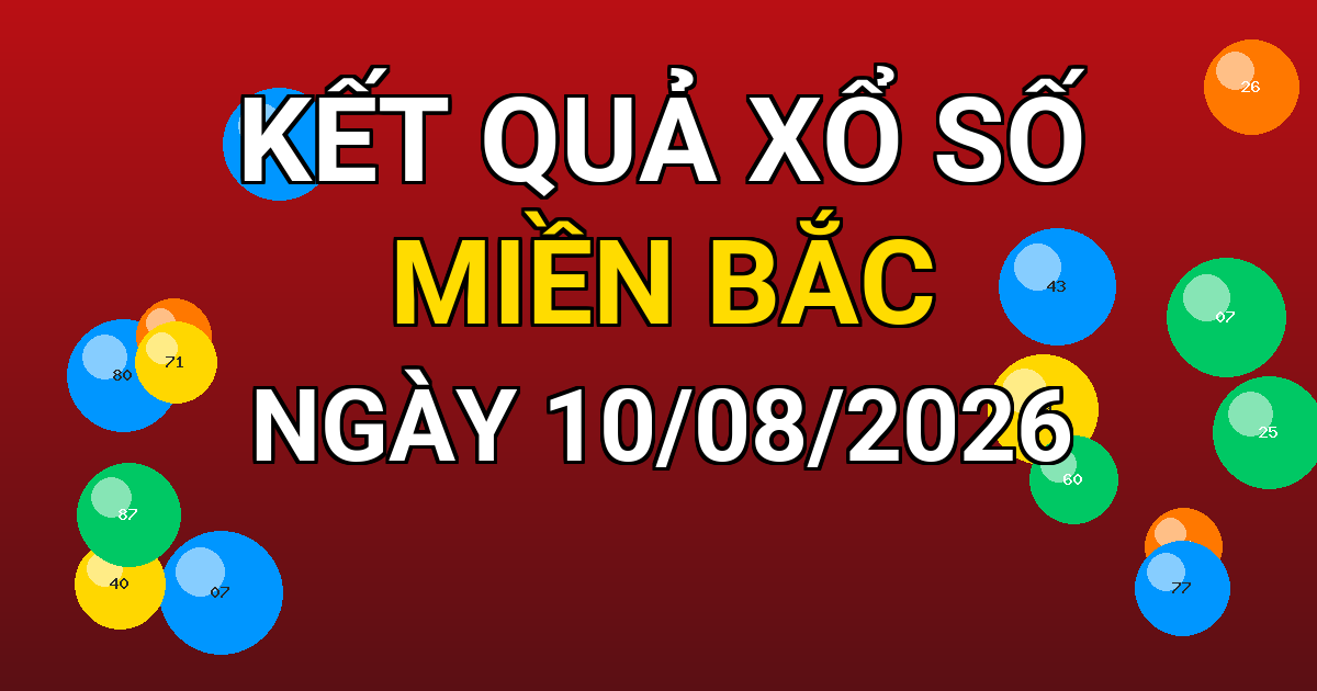 Kết quả xổ số Miền Bắc ngày 10/08/2026