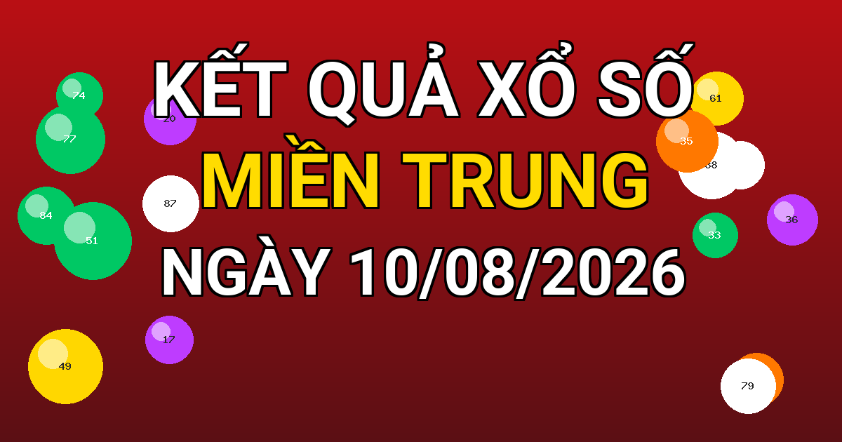 Kết quả xổ số Miền Trung ngày 10/08/2026