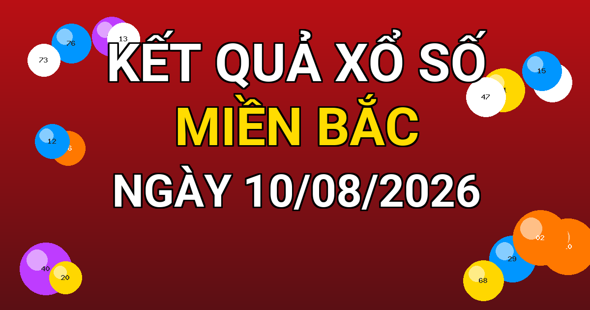 Kết quả xổ số Miền Bắc ngày 10/08/2026