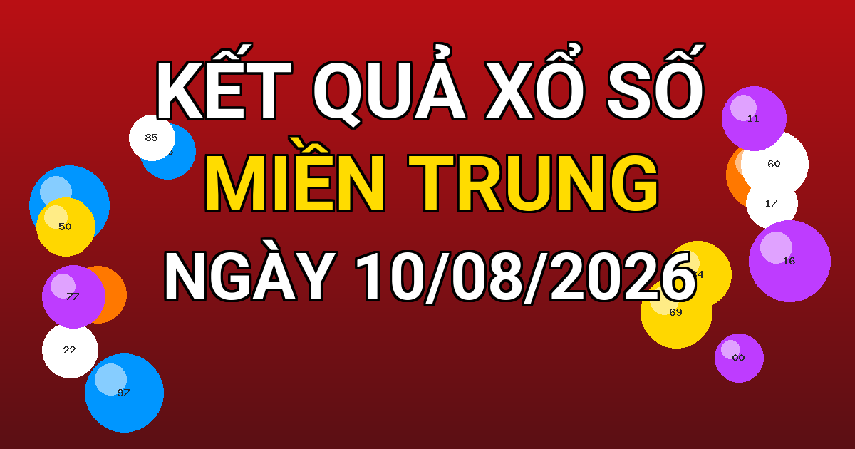 Kết quả xổ số Miền Trung ngày 10/08/2026