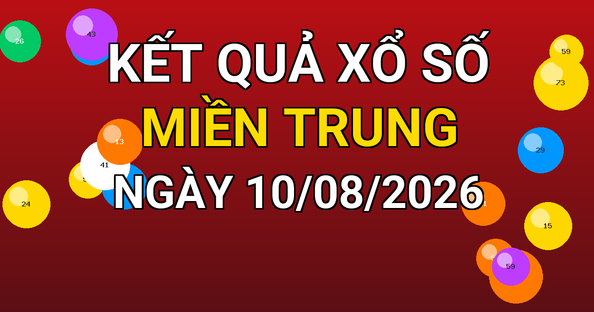 Kết quả xổ số Miền Trung ngày 10/08/2026