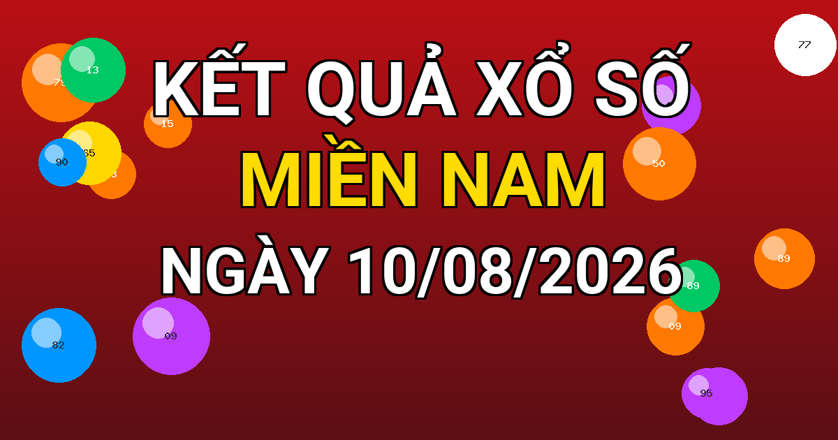 Kết quả xổ số Miền Nam ngày 10/08/2026