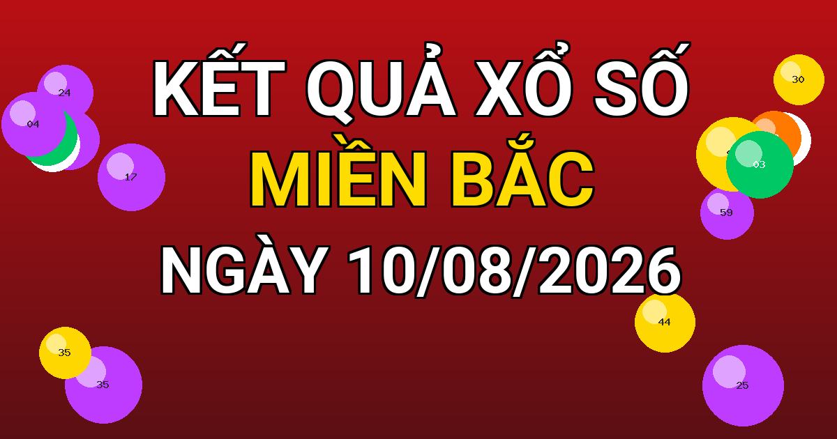 Kết quả xổ số Miền Bắc ngày 10/08/2026