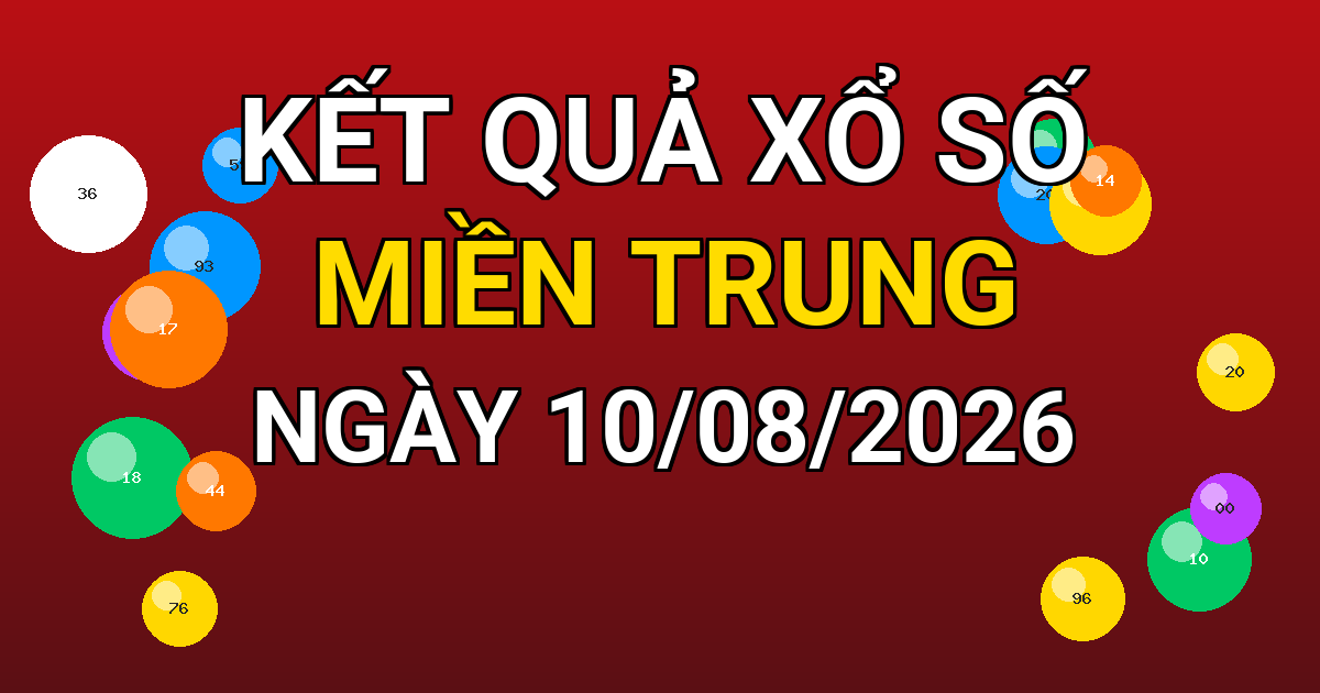 Kết quả xổ số Miền Trung ngày 10/08/2026