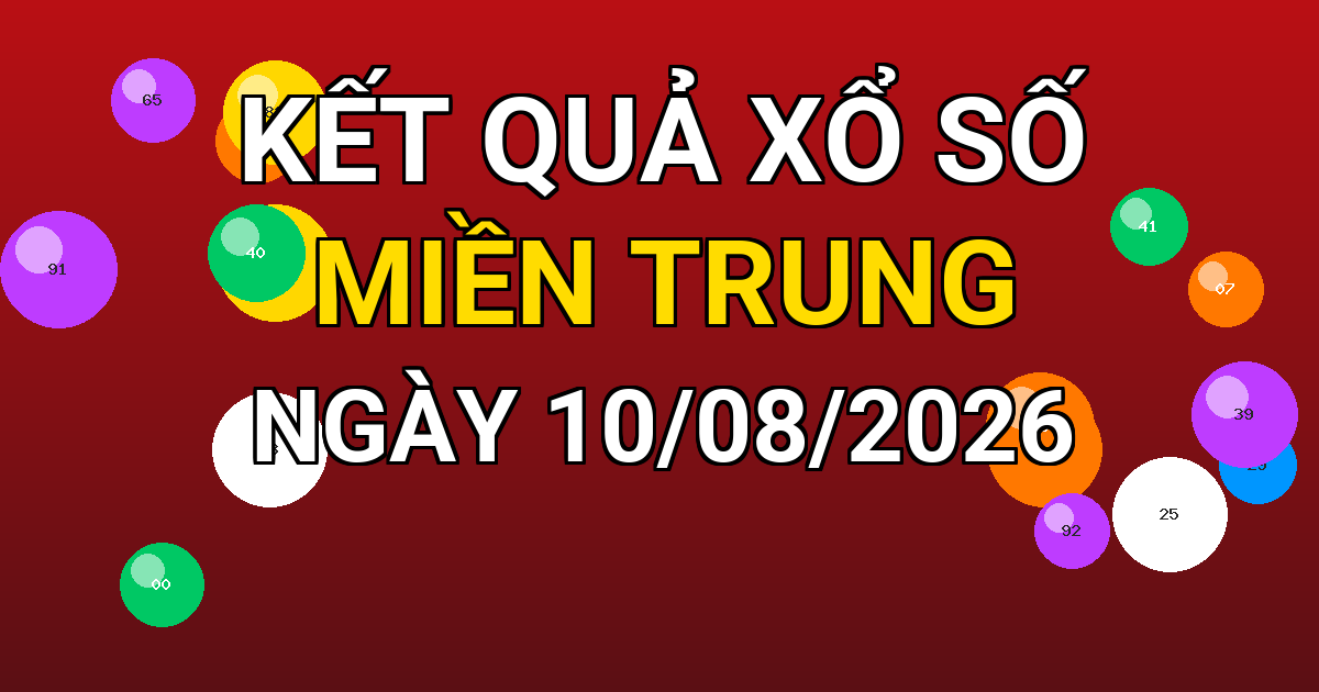 Kết quả xổ số Miền Trung ngày 10/08/2026