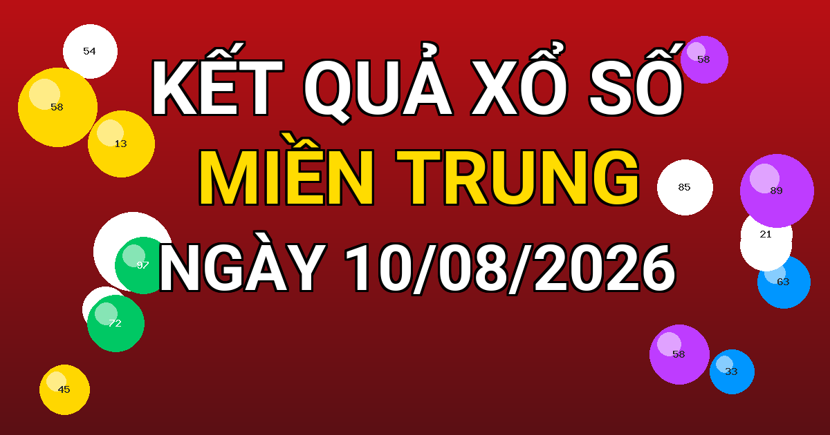 Kết quả xổ số Miền Trung ngày 10/08/2026