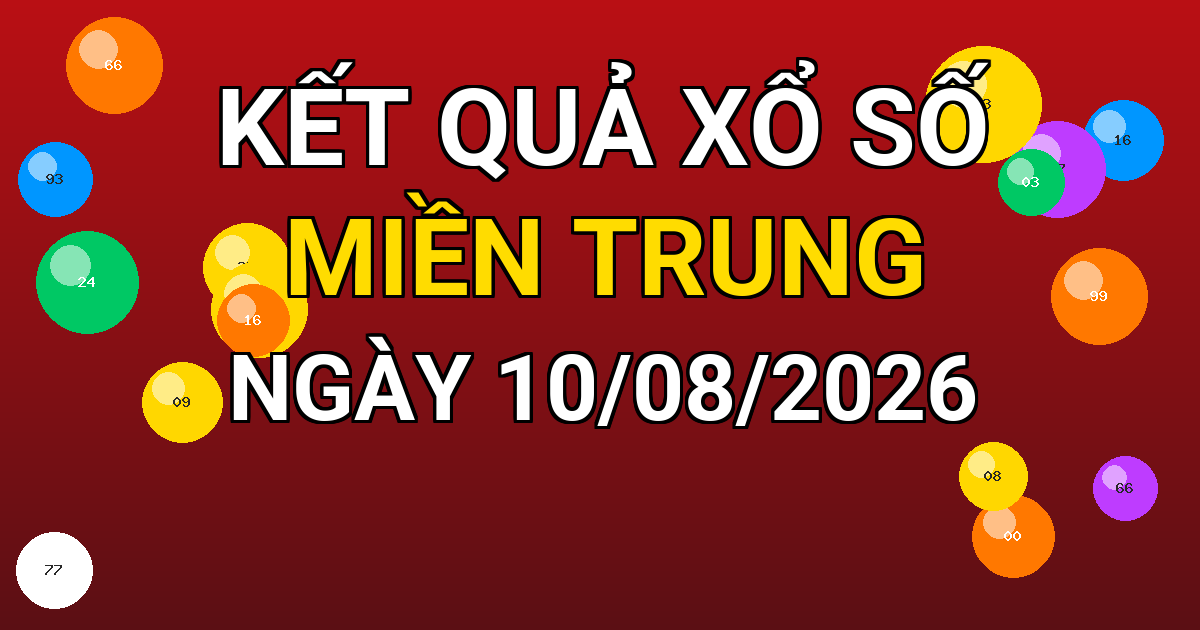 Kết quả xổ số Miền Trung ngày 10/08/2026