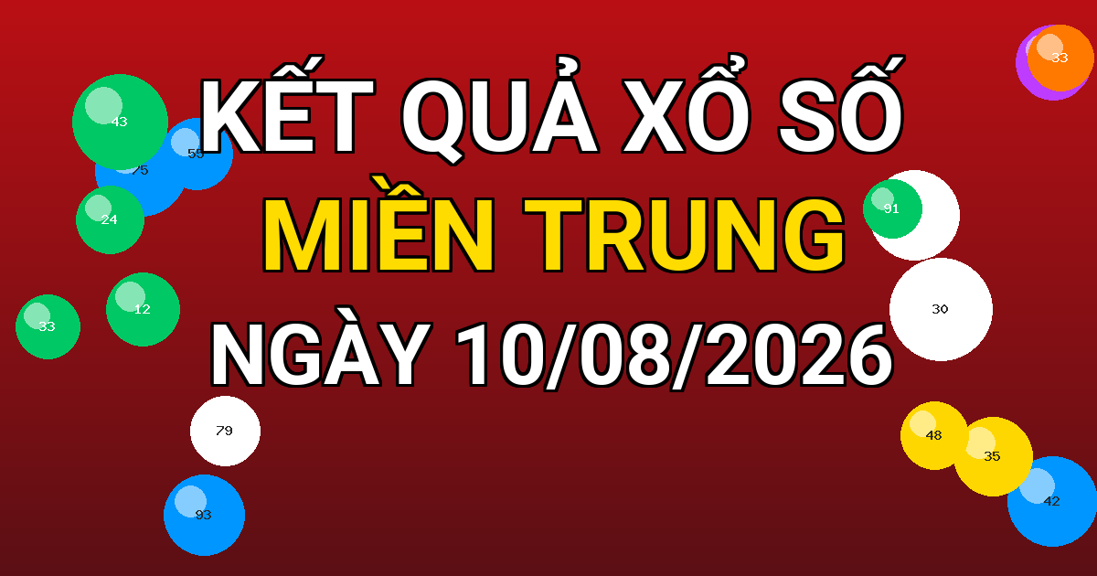 Kết quả xổ số Miền Trung ngày 10/08/2026