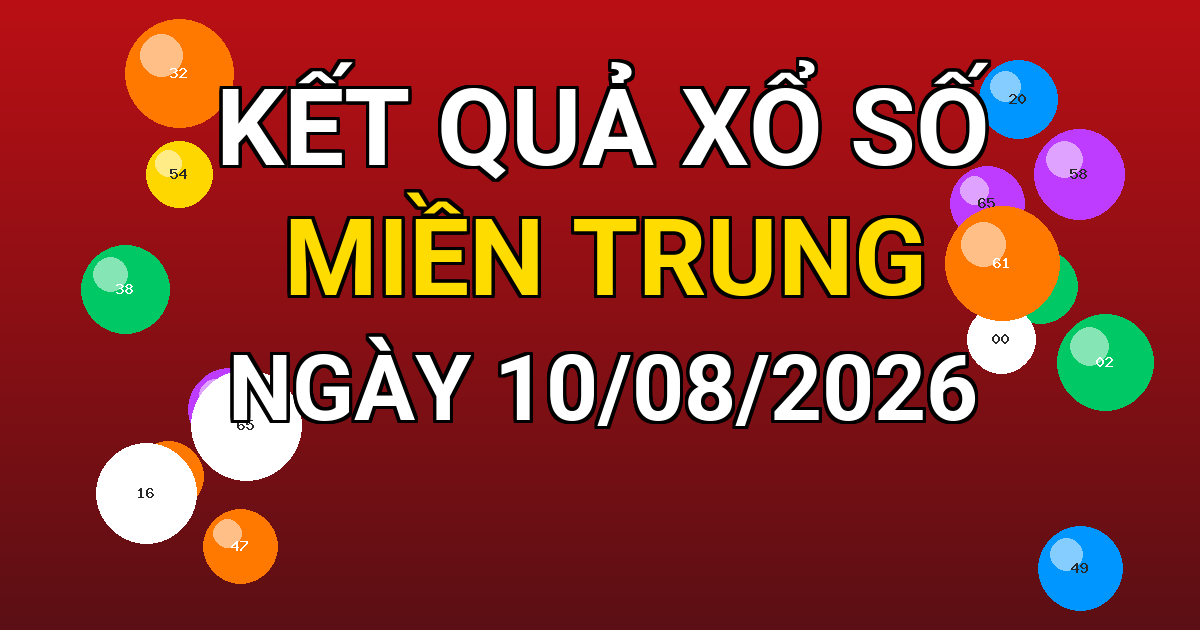 Kết quả xổ số Miền Trung ngày 10/08/2026