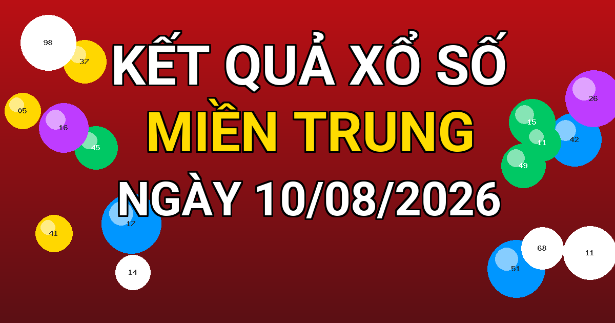 Kết quả xổ số Miền Trung ngày 10/08/2026