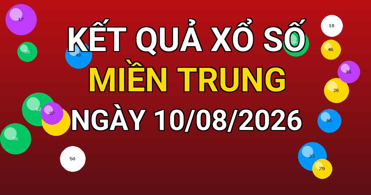 Kết quả xổ số Miền Trung ngày 10/08/2026