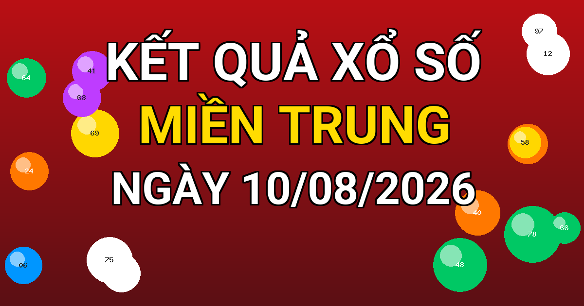 Kết quả xổ số Miền Trung ngày 10/08/2026