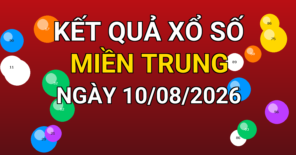 Kết quả xổ số Miền Trung ngày 10/08/2026