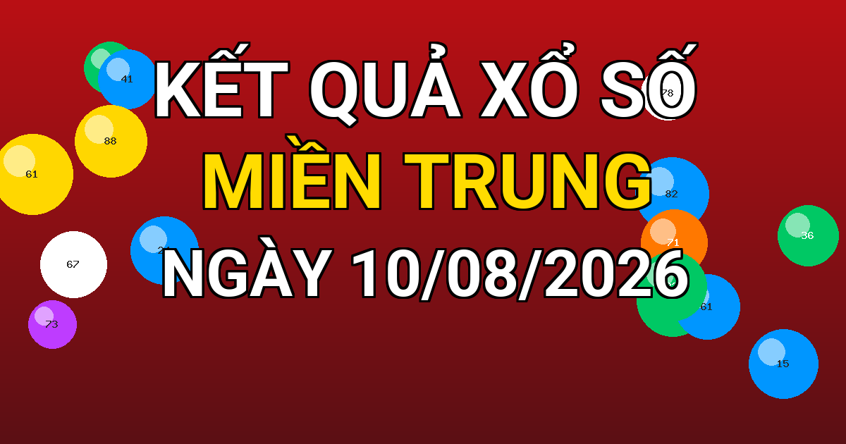 Kết quả xổ số Miền Trung ngày 10/08/2026