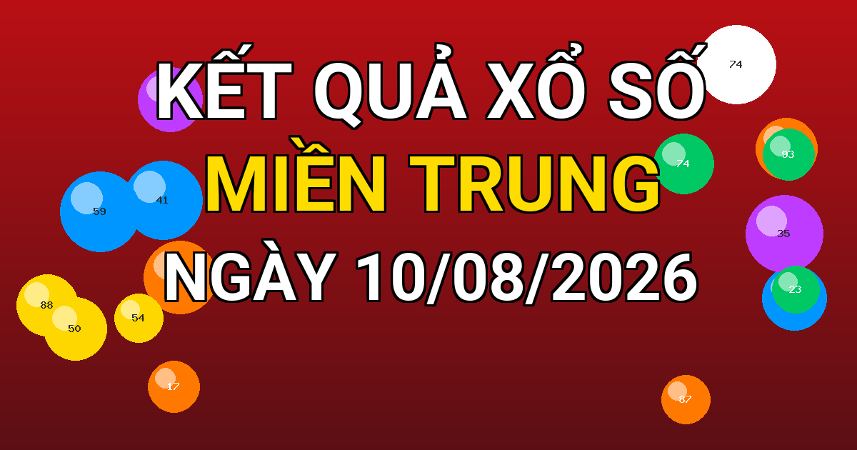 Kết quả xổ số Miền Trung ngày 10/08/2026
