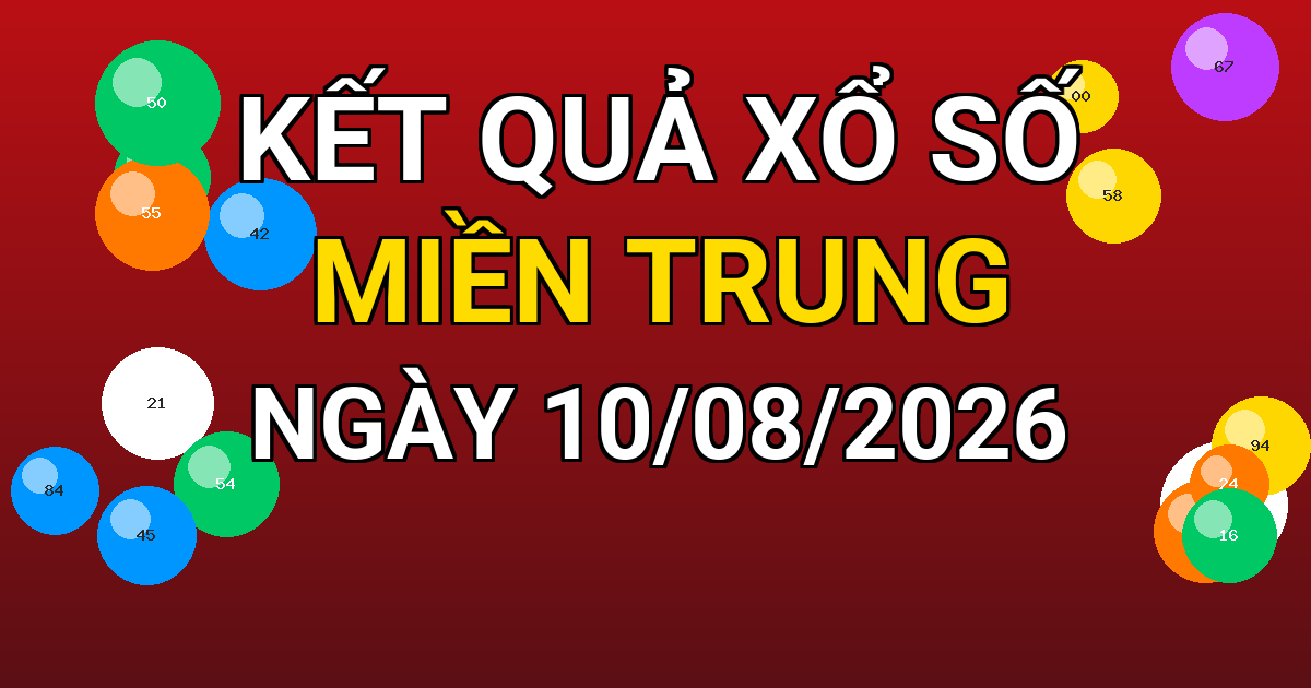 Kết quả xổ số Miền Trung ngày 10/08/2026