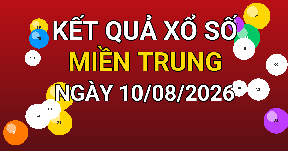 Kết quả xổ số Miền Trung ngày 10/08/2026