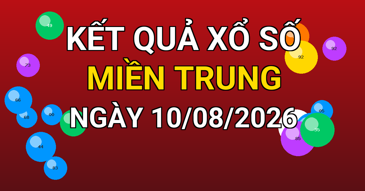 Kết quả xổ số Miền Trung ngày 10/08/2026