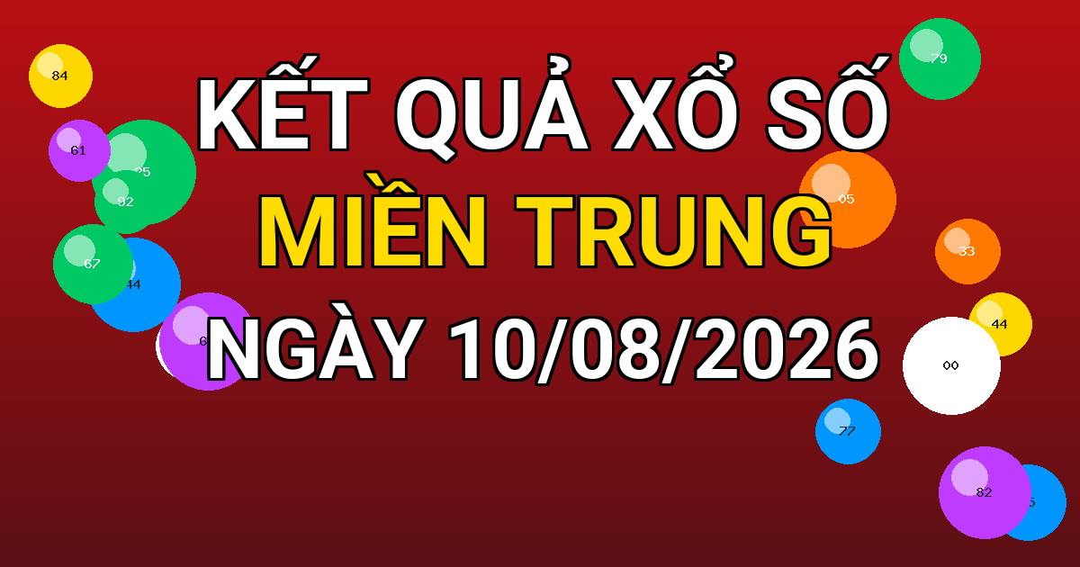 Kết quả xổ số Miền Trung ngày 10/08/2026