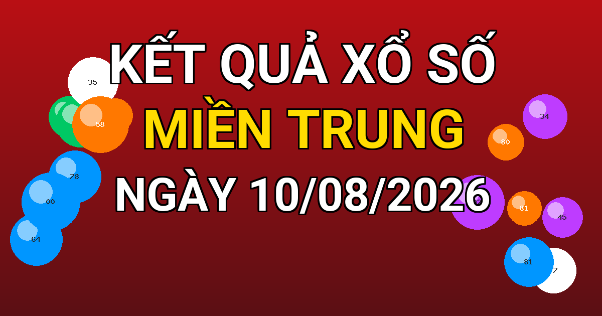 Kết quả xổ số Miền Trung ngày 10/08/2026