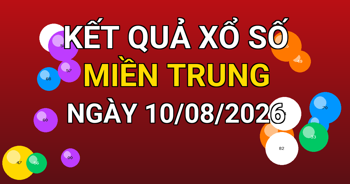 Kết quả xổ số Miền Trung ngày 10/08/2026