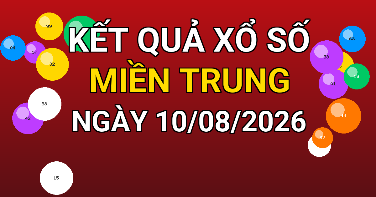 Kết quả xổ số Miền Trung ngày 10/08/2026