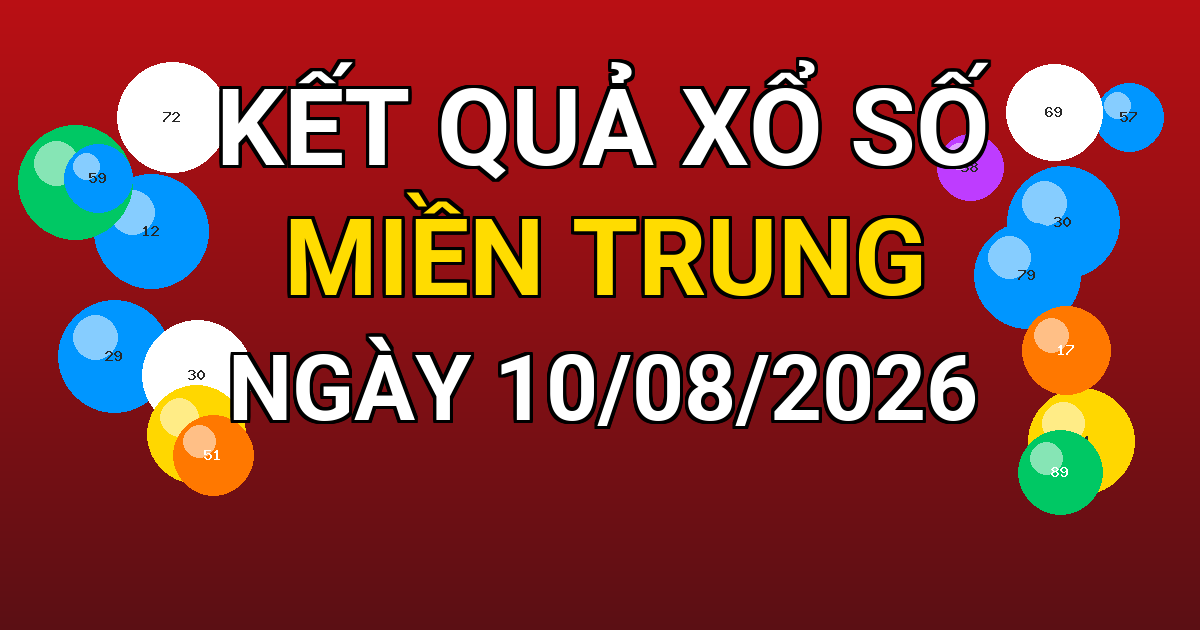 Kết quả xổ số Miền Trung ngày 10/08/2026