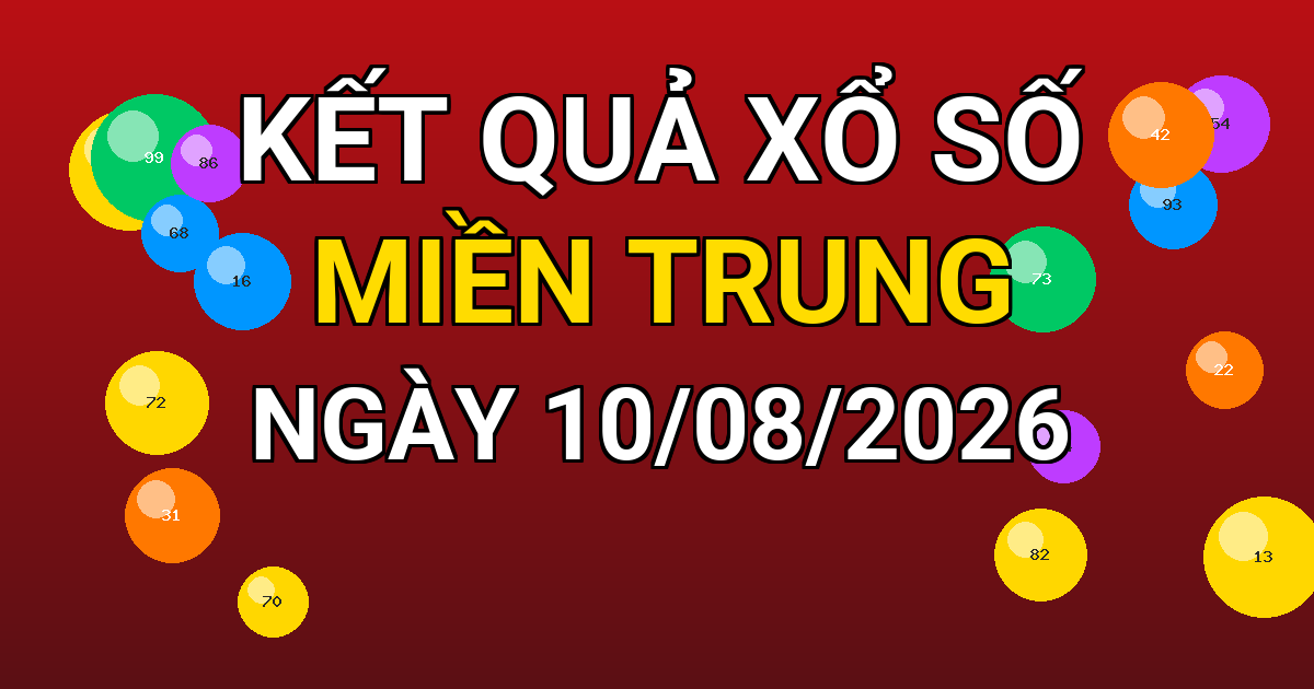 Kết quả xổ số Miền Trung ngày 10/08/2026