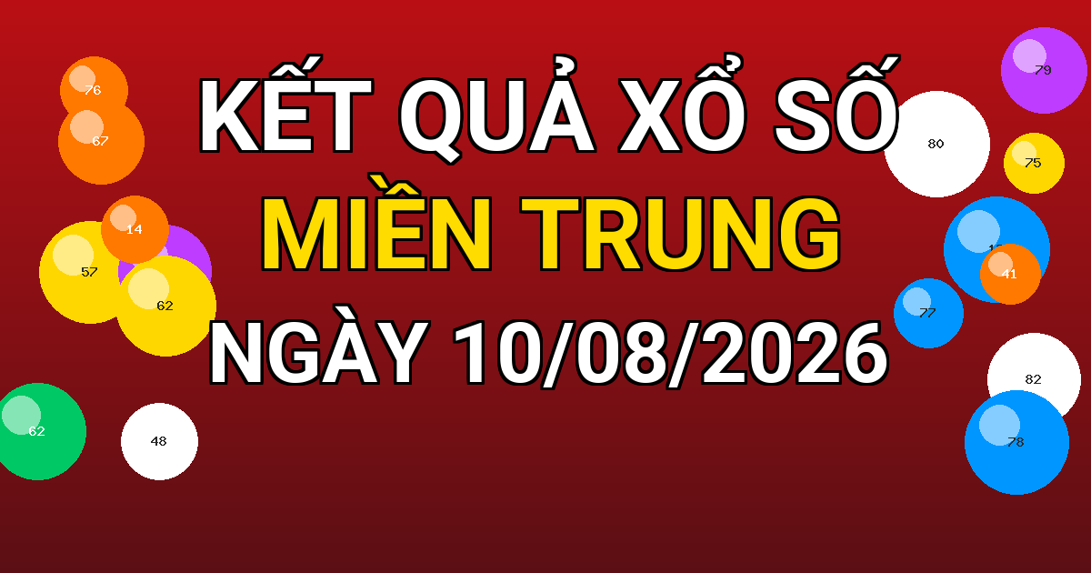 Kết quả xổ số Miền Trung ngày 10/08/2026