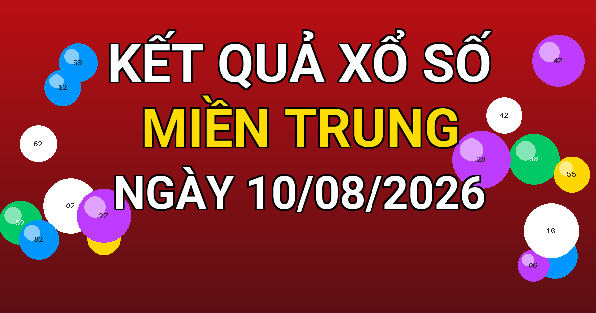 Kết quả xổ số Miền Trung ngày 10/08/2026