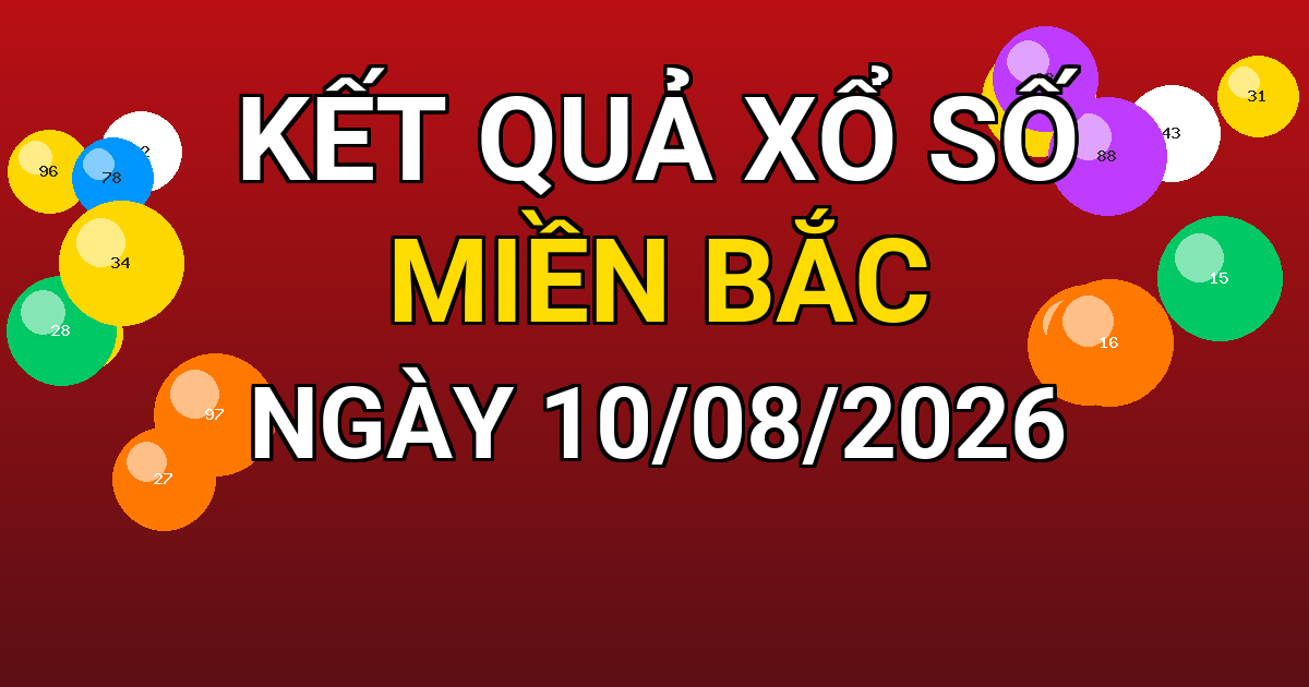 Kết quả xổ số Miền Bắc ngày 10/08/2026