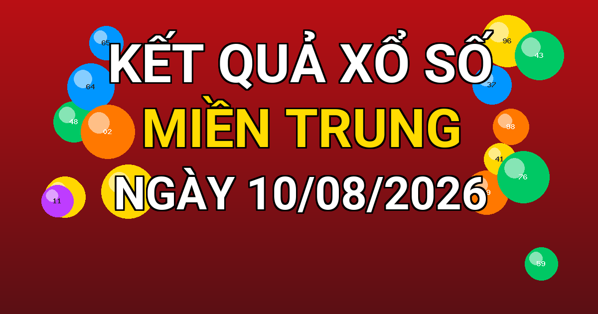 Kết quả xổ số Miền Trung ngày 10/08/2026