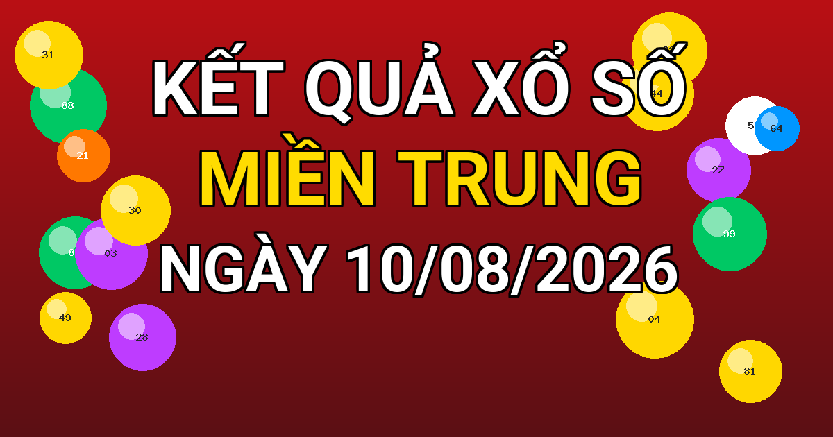Kết quả xổ số Miền Trung ngày 10/08/2026
