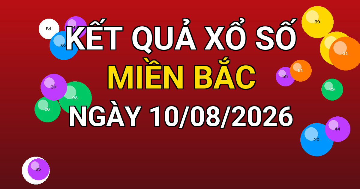 Kết quả xổ số Miền Bắc ngày 10/08/2026
