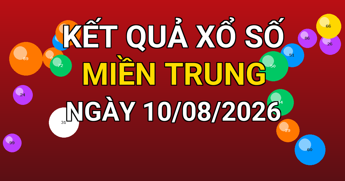 Kết quả xổ số Miền Trung ngày 10/08/2026